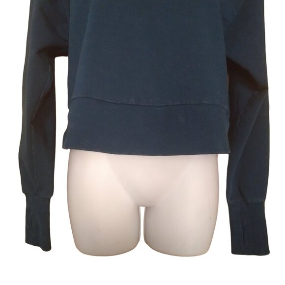 Joy Lab Women's XS Long Sleeve Cropped Dark Teal Pullover Hoodie Sweatshirt - Picture 3 of 4